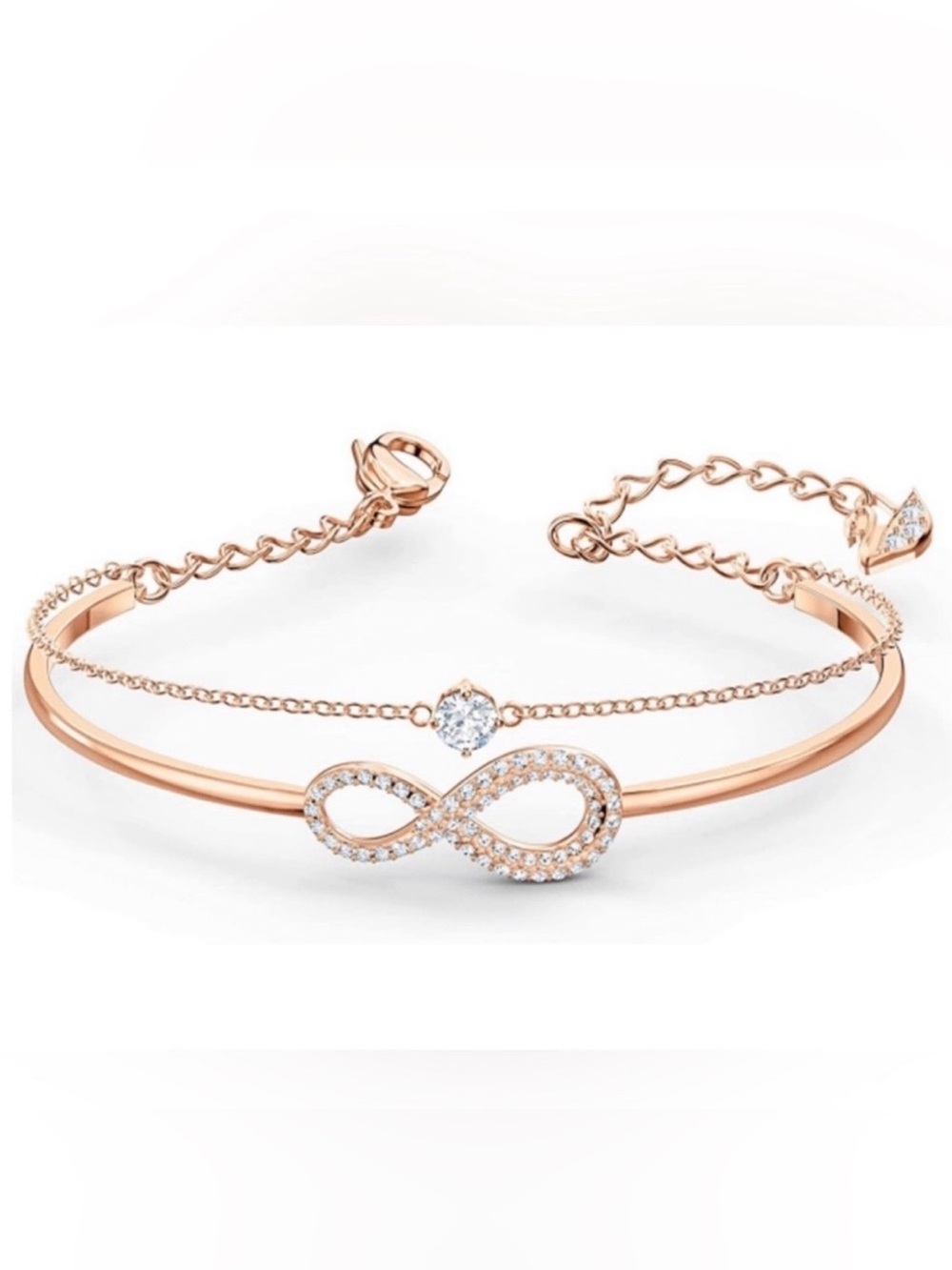 Swarovski Rose Gold Infinity CZ Double-Layer Bracelet